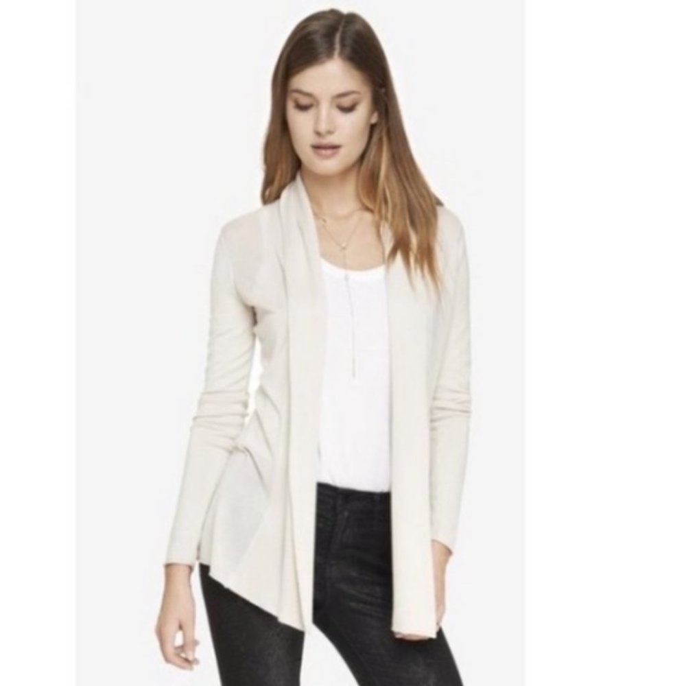 Express Draped Beige Cardigan XS